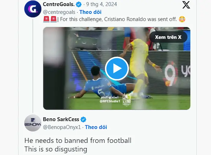 phản ứng của Fan về hành động của Ronaldo.