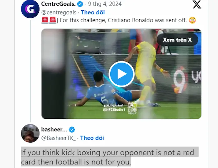bình luận của Fan khi Cristiano Ronaldo nhận thẻ đỏ